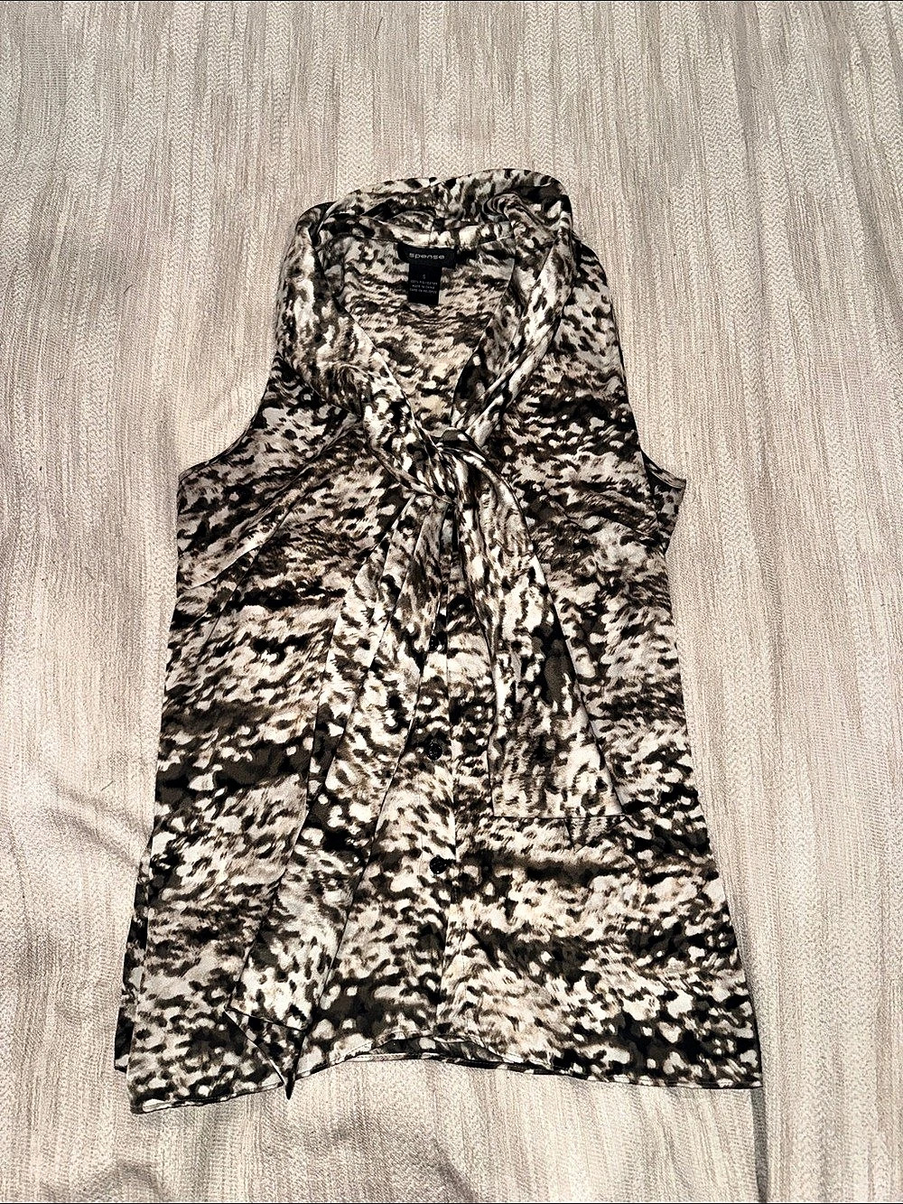 Animal Print Tie Neck Blouse